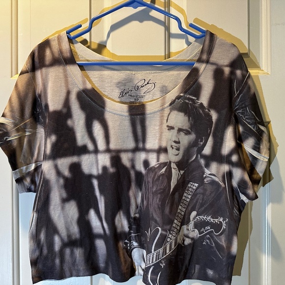 Forever 21 Elvis Off-the-Shoulder Crop Top Size S - Picture 1 of 3